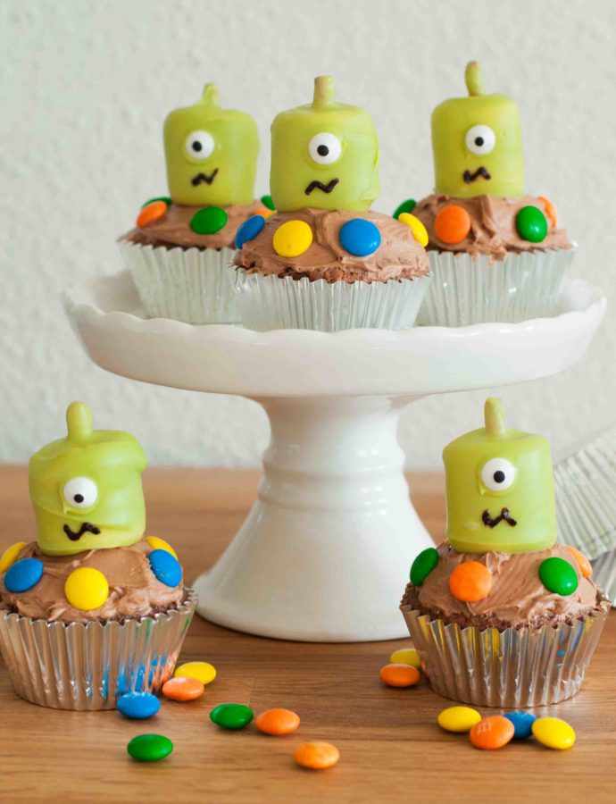 Niedliche Alien-Cupcakes – Für einen Kindergeburtstag wie vom anderen Stern!